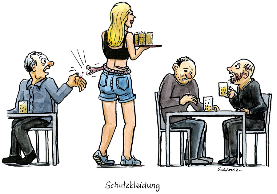 Cartoon: Schutzkleidung im Service