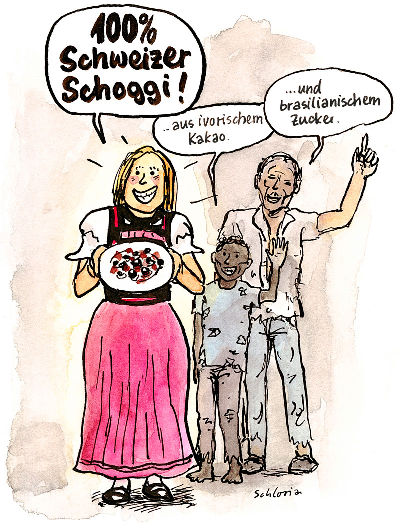 Cartoon Schweizer Schokolade