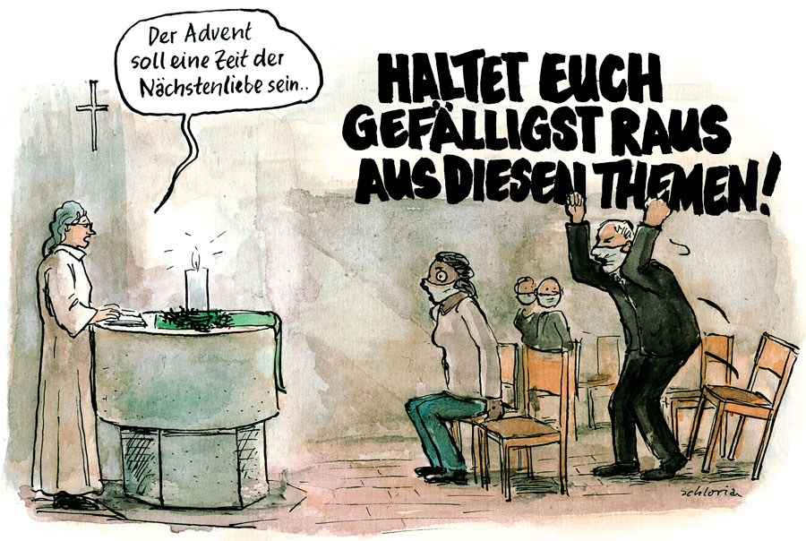 Cartoon: Kirche soll sich aus Politik raushalten