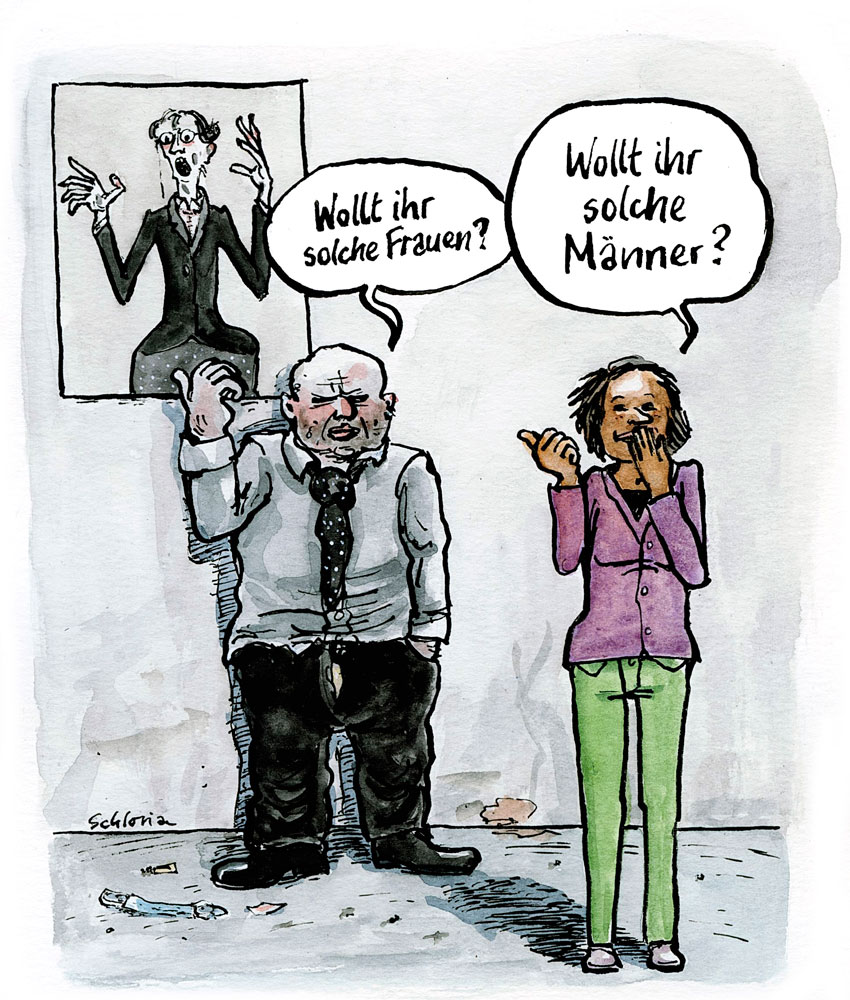 Cartoon Wollt ihr solche Männer?