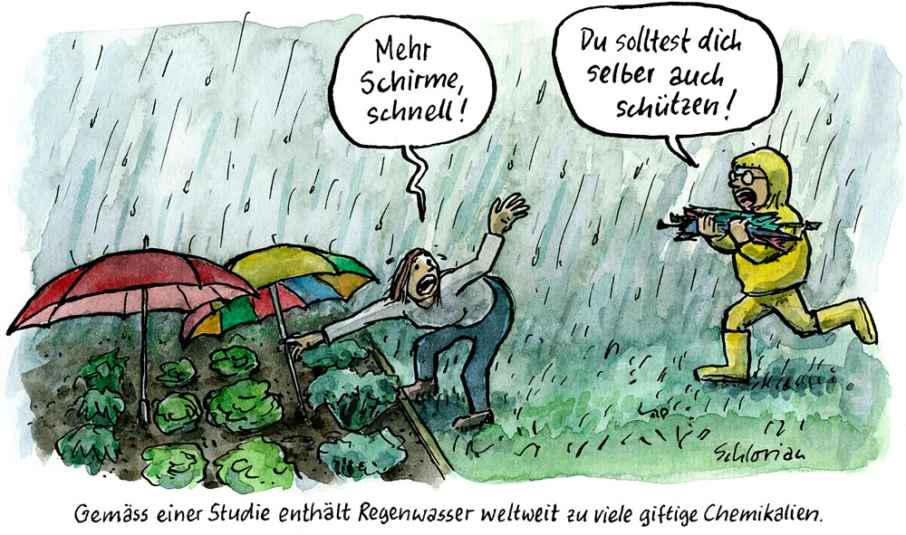 Cartoon "Mehr Schirme, schnell!"