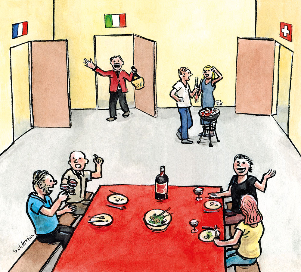 Schweizer am Tisch mit Europa