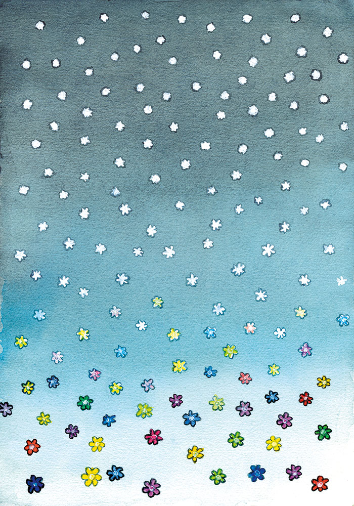 Weihnachtskarte Schneeblumen